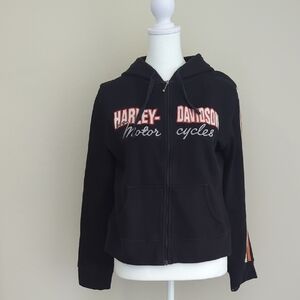 Harley-Davidson Black Zip-Up Hooded Jacket, L